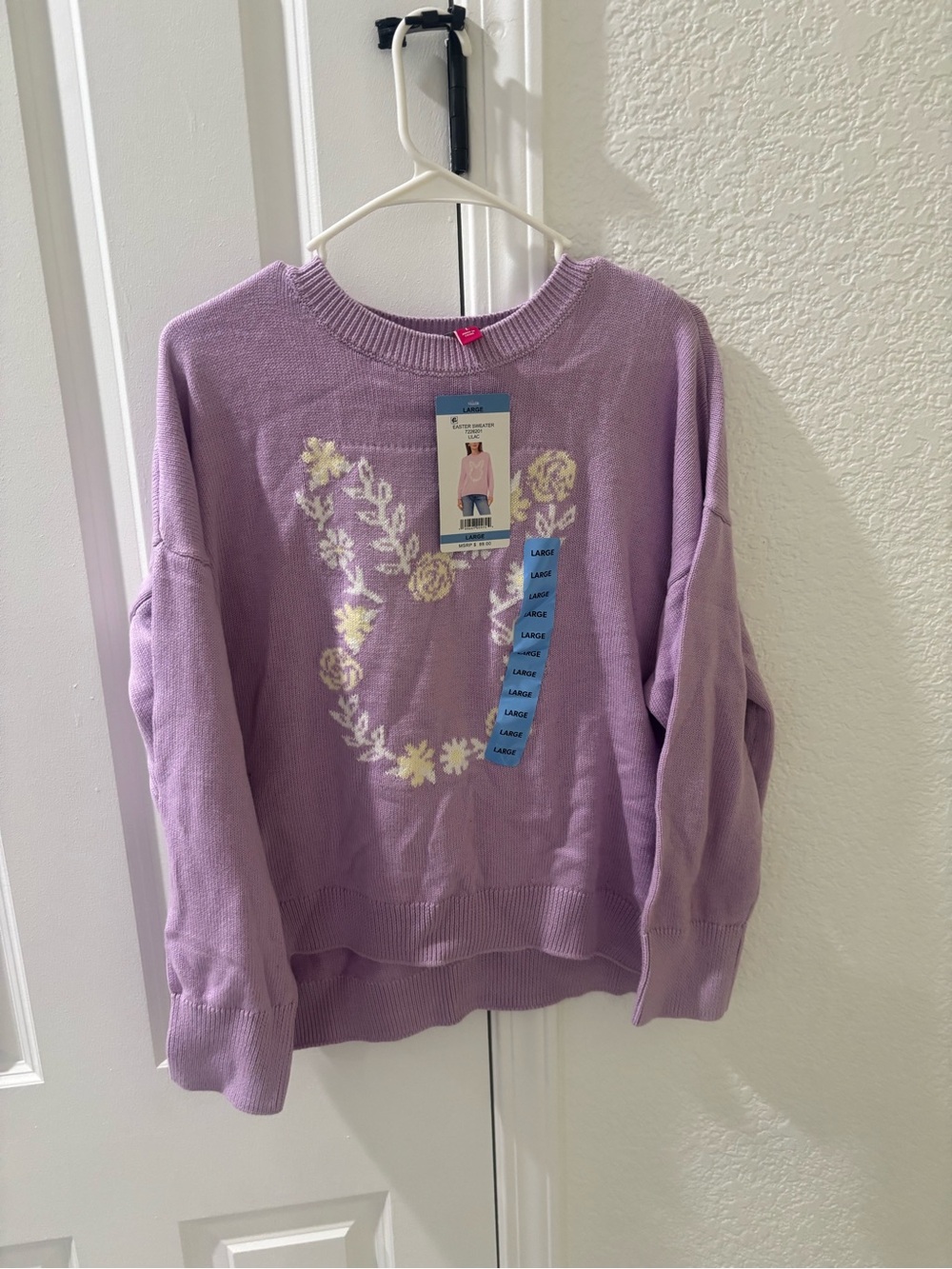 Vince Camuto Lavender Floral Crewneck Sweater